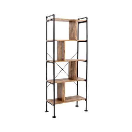 Țeava industrială din partea superioară a raftului de cărți iese ușor în afara raftului. Previne căderea obiectelor pe părțile stânga și dreapta. Există o bară transversală în spate. Face produsul mai stabil.